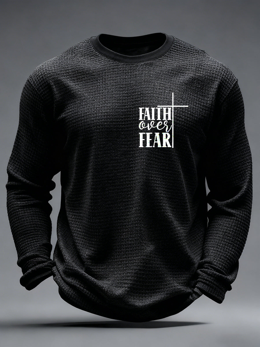 Men's Faith Over Fear Cross Waffle Long Sleeve T-Shirt