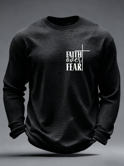 Men's Faith Over Fear Cross Waffle Long Sleeve T-Shirt