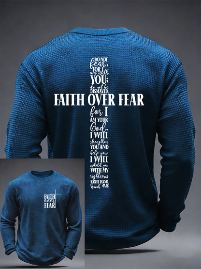 Men's Faith Over Fear Cross Waffle Long Sleeve T-Shirt