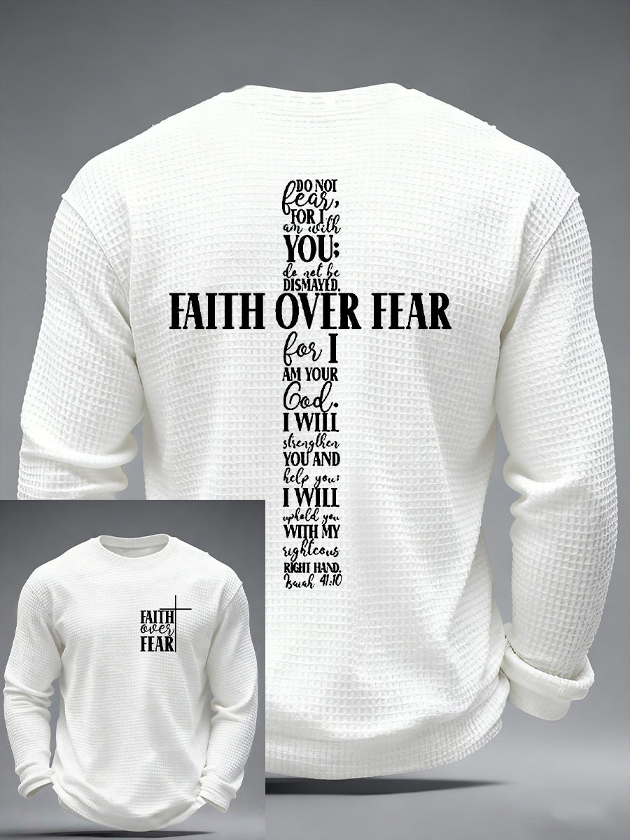 Men's Faith Over Fear Cross Waffle Long Sleeve T-Shirt