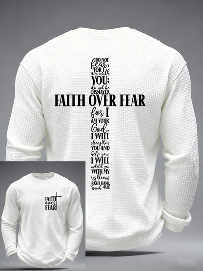 Men's Faith Over Fear Cross Waffle Long Sleeve T-Shirt