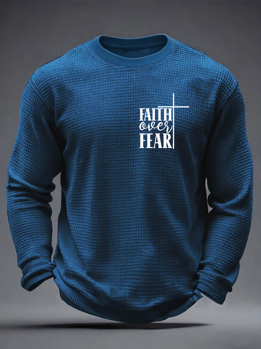 Men's Faith Over Fear Cross Waffle Long Sleeve T-Shirt