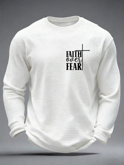 Men's Faith Over Fear Cross Waffle Long Sleeve T-Shirt