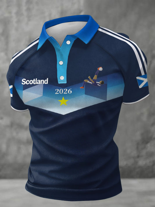 Men's Scotland Football Lover Tartan Army Printed Casual Tops
