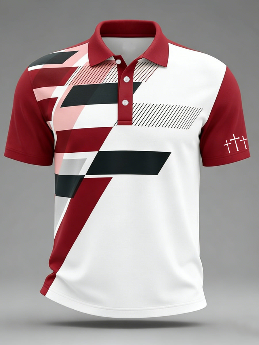 Men's Cross Faith Geometric Print Casual Top