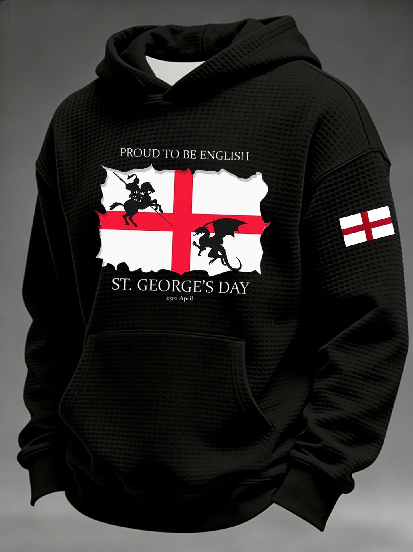 Retro St George's Day Casual Waffle Hoodie