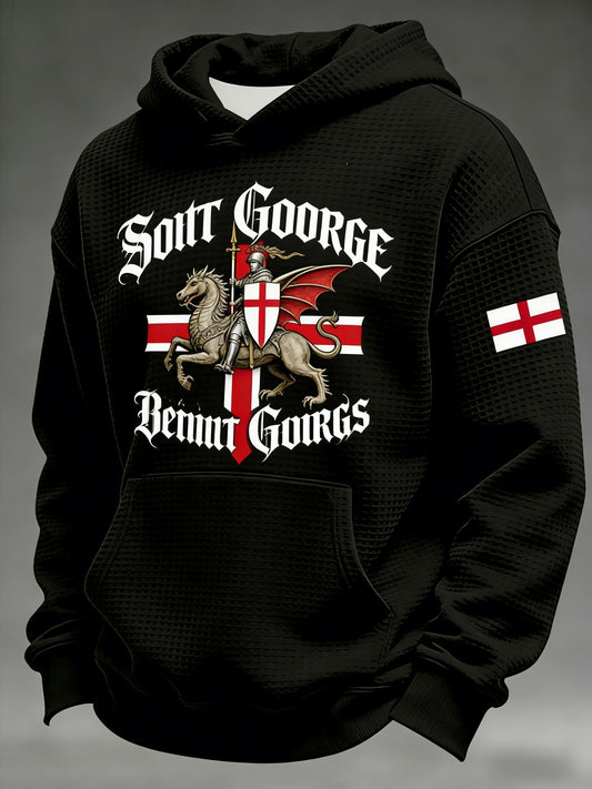 Retro St George's Day Casual Waffle Hoodie
