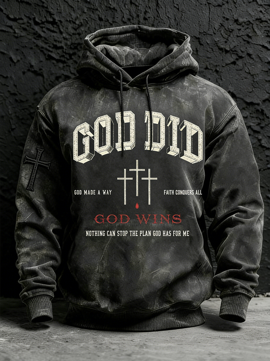 Men's God Cross Oversized Drop-Shoulder Hoodie