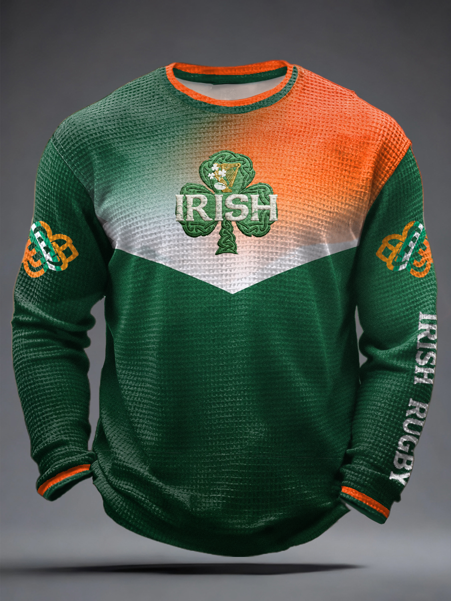 Men's  Ireland Rugby Lover Printed Waffle Long Sleeve T-Shirt