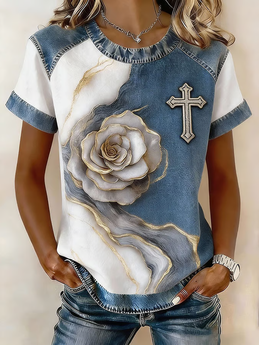 Women's Faith Art Printed short-sleeved T-shirt
