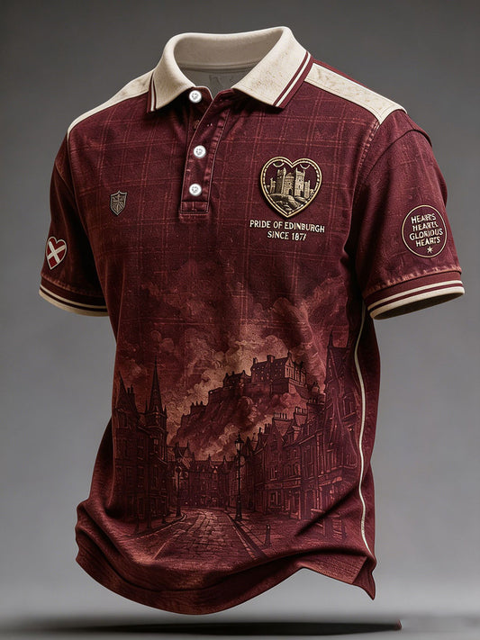Men's Hearts Edinburgh Scotland Football Lover Printed  Casual Tops