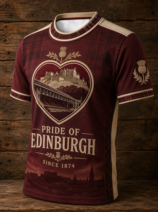 Men's Hearts Edinburgh Scotland Football Lover Printed  T-shirt