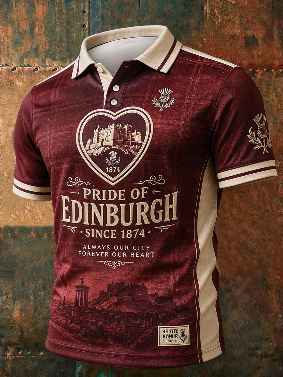 Men's Hearts Edinburgh Scotland Football Lover Printed  Casual Tops
