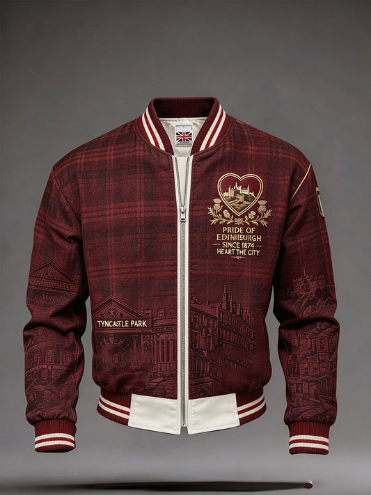 Men's Edinburgh Scotland Hearts Lover Printed Monkey Jacket