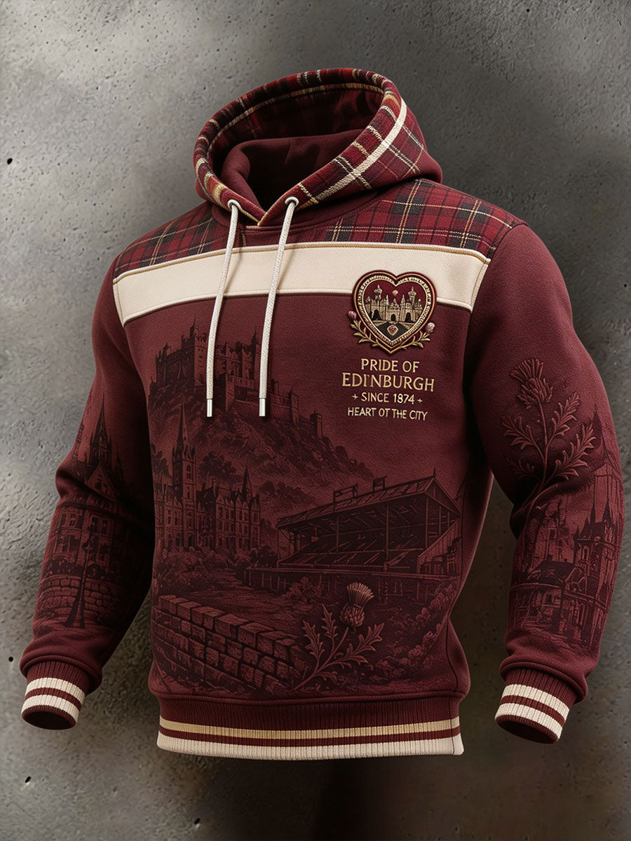 Men's Edinburgh Scotland Hearts Lover Printed Hoodie