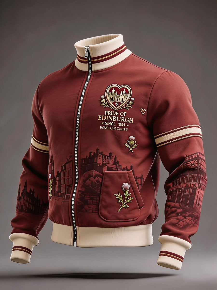 Men's Edinburgh Scotland Hearts Lover Printed Coat