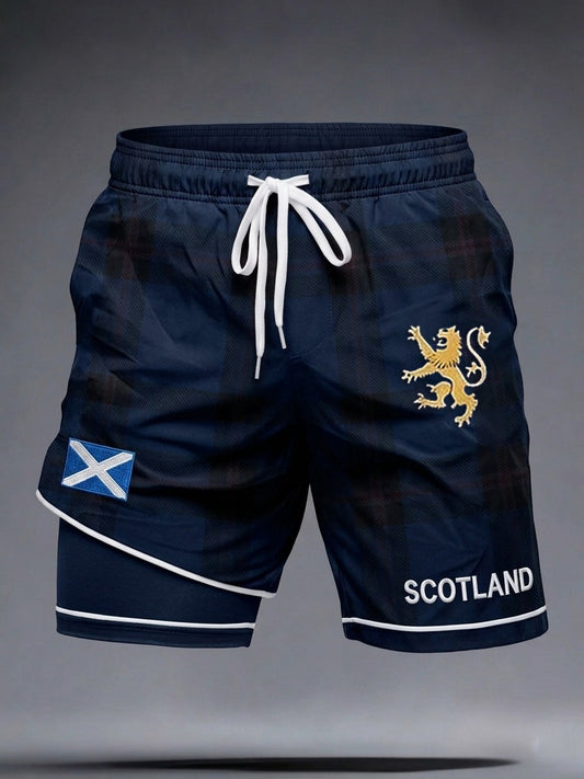 Men's UK Scotland Football Lover 2026 Printed Pocket Double-Layer Shorts
