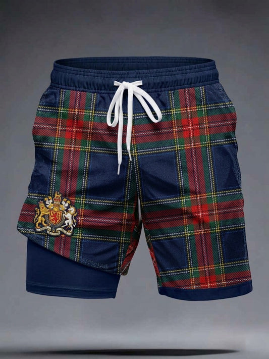 Men's UK Scotland Football Lover 2026 Printed Pocket Double-Layer Shorts