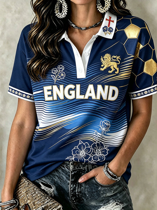 Women's England Football Polo T-Shirt