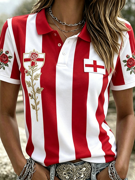 Women's England Football Polo T-Shirt