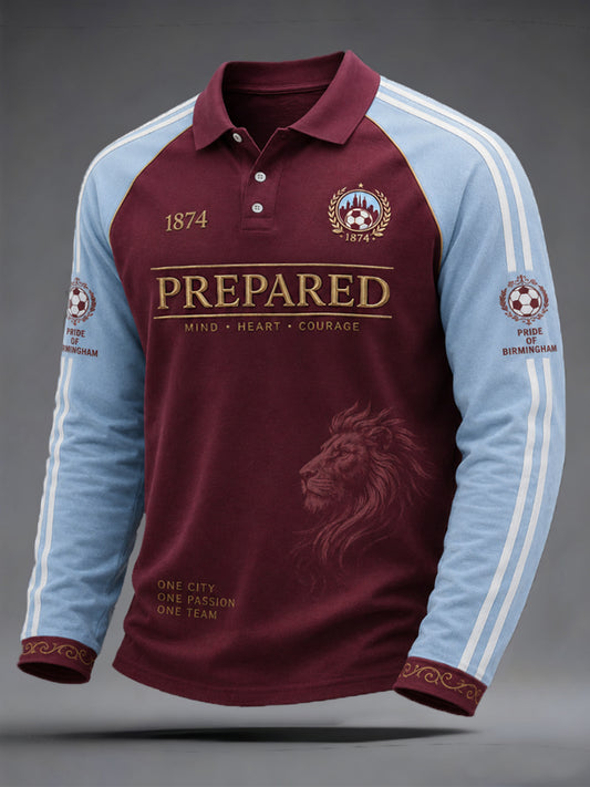 Men's Gift For Soccer Fans Print Casual Long Sleeve Polo