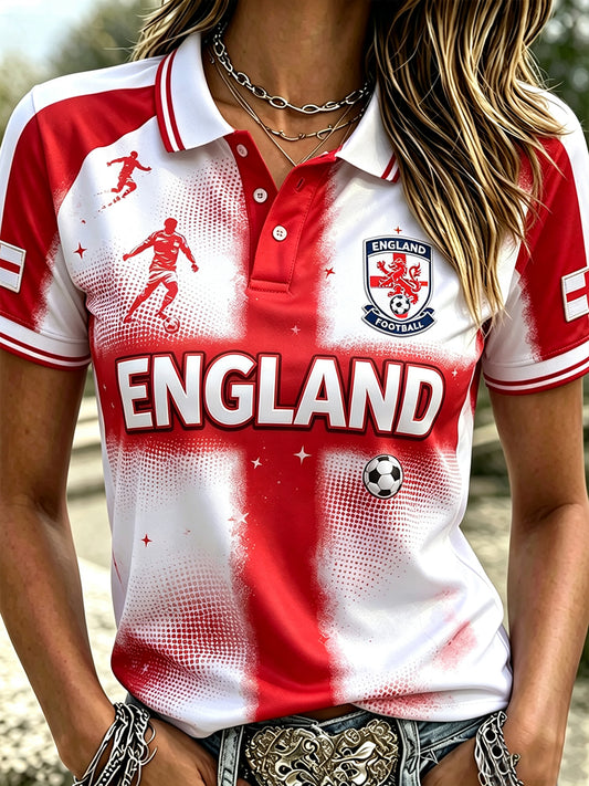 Women's England Football Polo T-Shirt