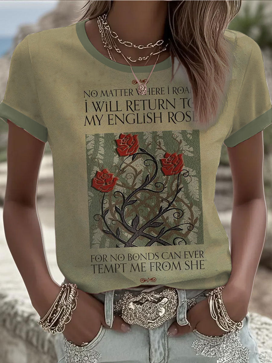 Women's UK Mods Music Lover English Rose short-sleeved T-shirt