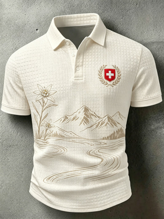 Men's Swiss Football Match Art Print Polo