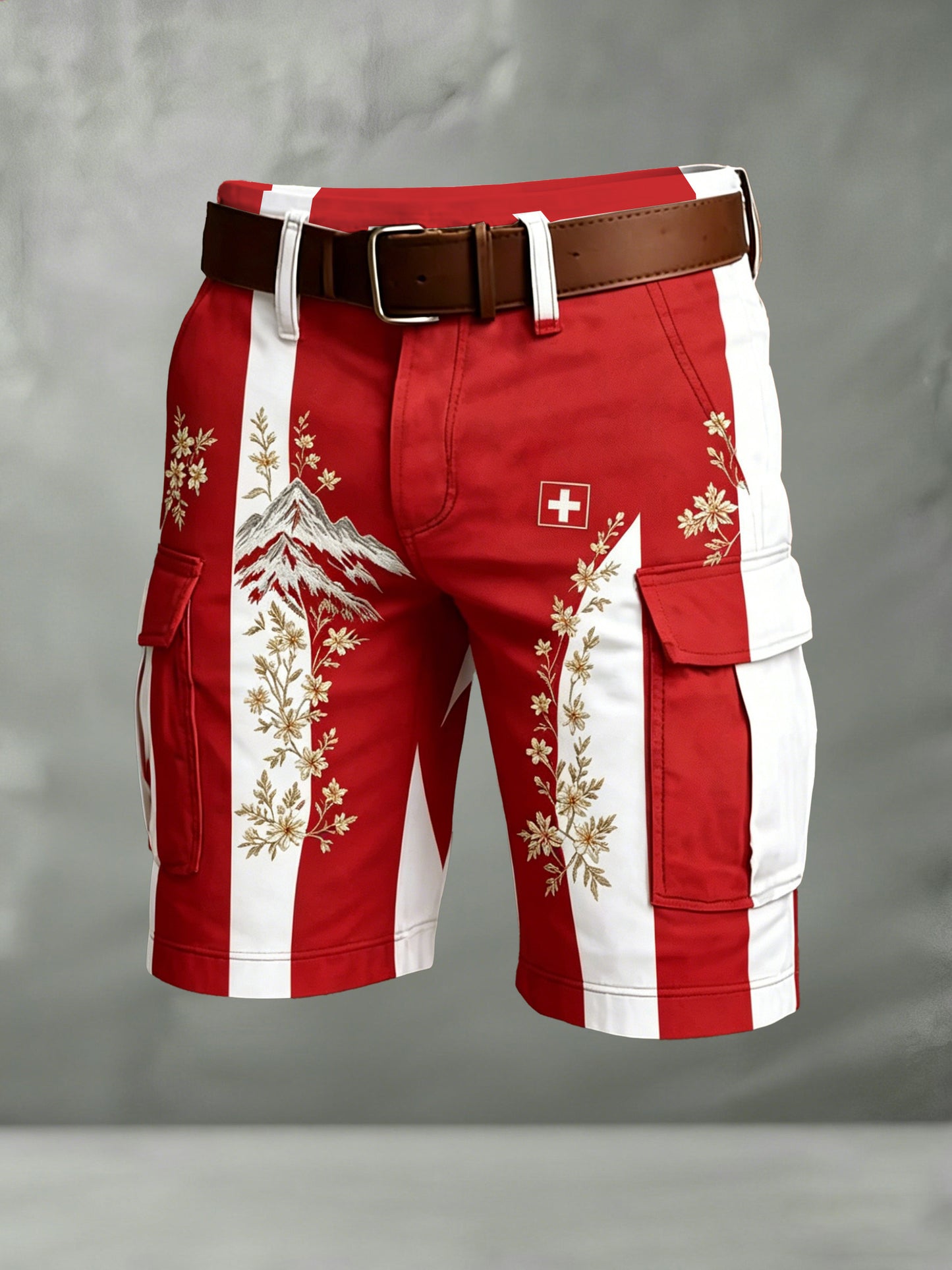 Men's Swiss Edelweiss  Business Art Print Casual Shorts