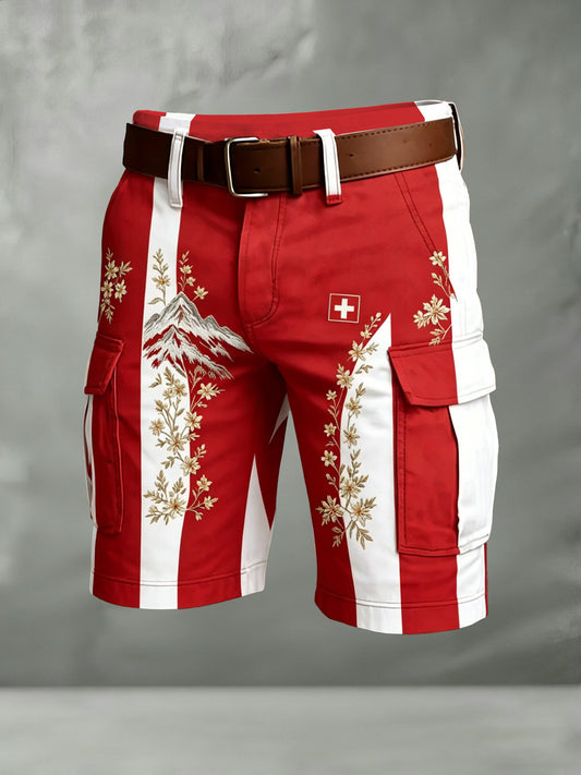 Men's Swiss Edelweiss  Business Art Print Casual Shorts
