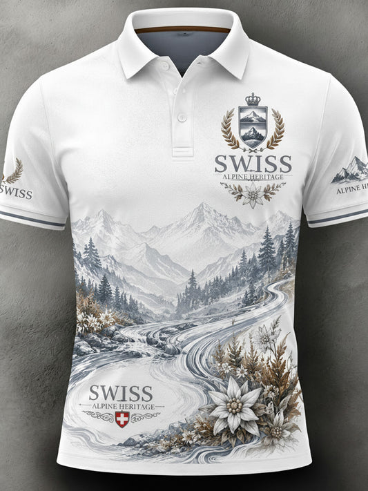 Men's Swiss Football Match Art Print Polo