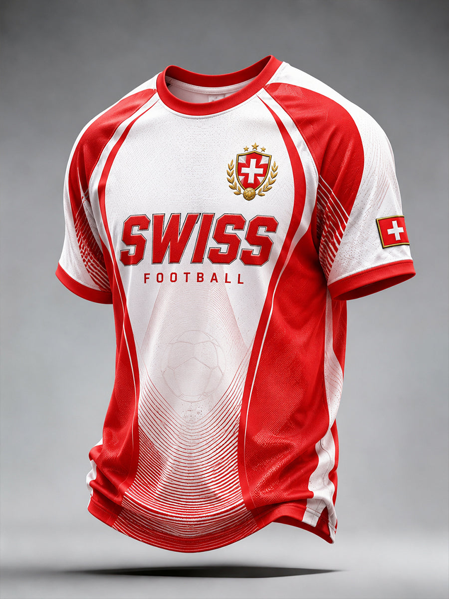 Men's Football-Themed Printed Raglan Sleeve Short-Sleeve T-Shirt