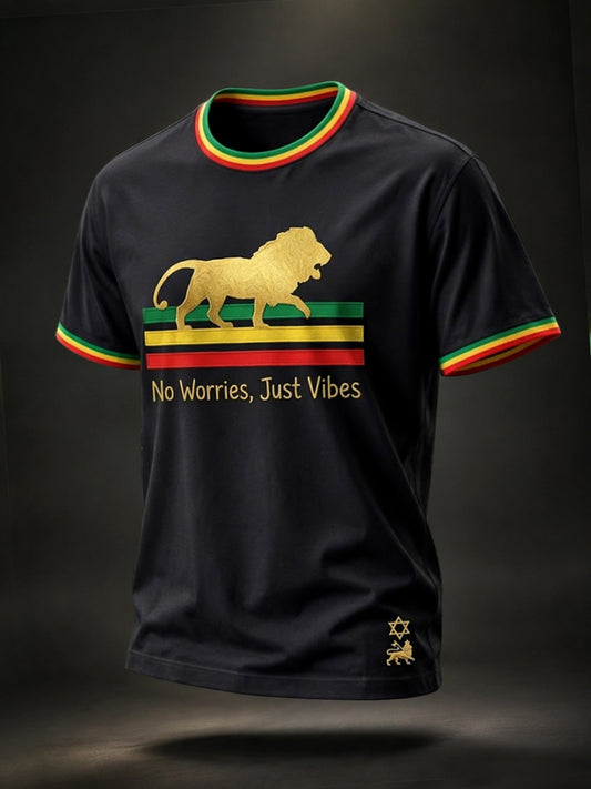 Men's Retro “No Worries, Just Vibes” Casual T-Shirt