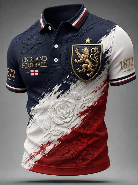Retro England Football Fan Art Print Casual Jersey