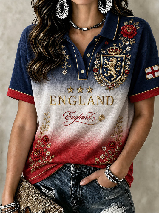 Women's England Football Polo T-Shirt