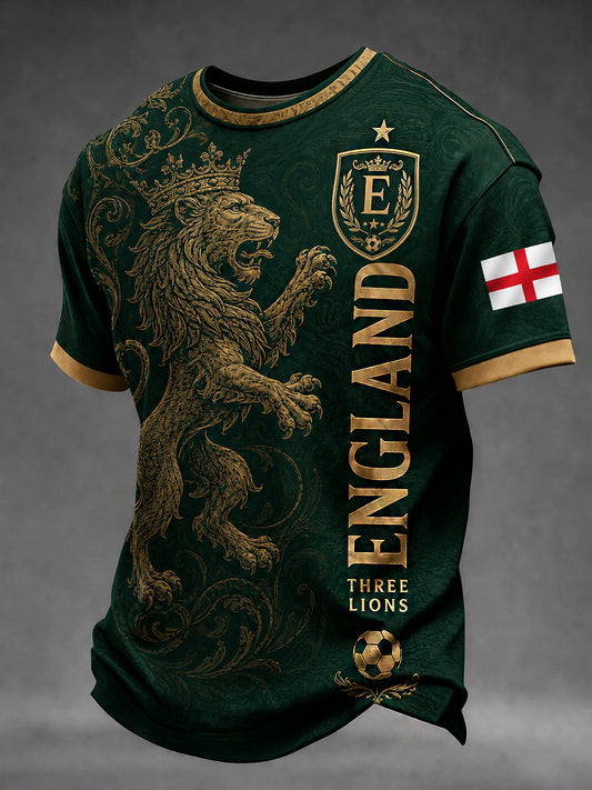 Retro England Football Fan Art Print Casual Jersey