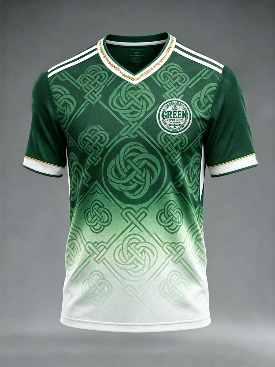 Men's Scottish Celtic FC Print V-neck T-shirt