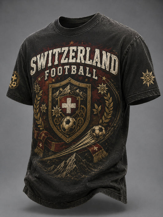 Men's Football-Themed Printed Casual Short-Sleeve T-Shirt
