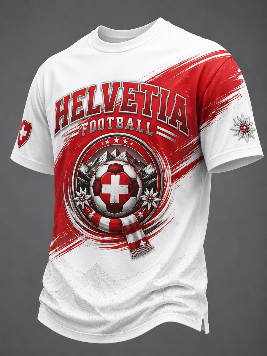 Men's Football-Themed Printed Casual Short-Sleeve T-Shirt