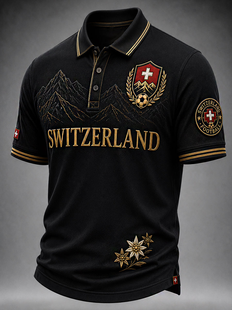 Retro Swiss Football Fan Art Print Casual Jersey