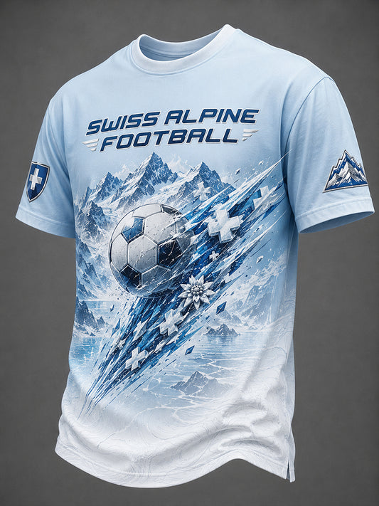 Men's Football-Themed Printed Casual Short-Sleeve T-Shirt