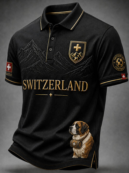 Retro Swiss Football Fan Art Print Casual Jersey