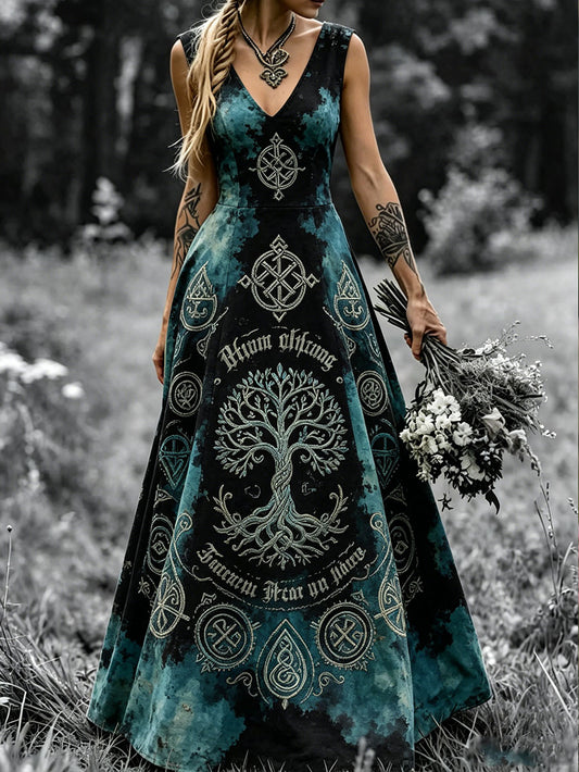 Women's Viking Style Nordic Art Printed Dress