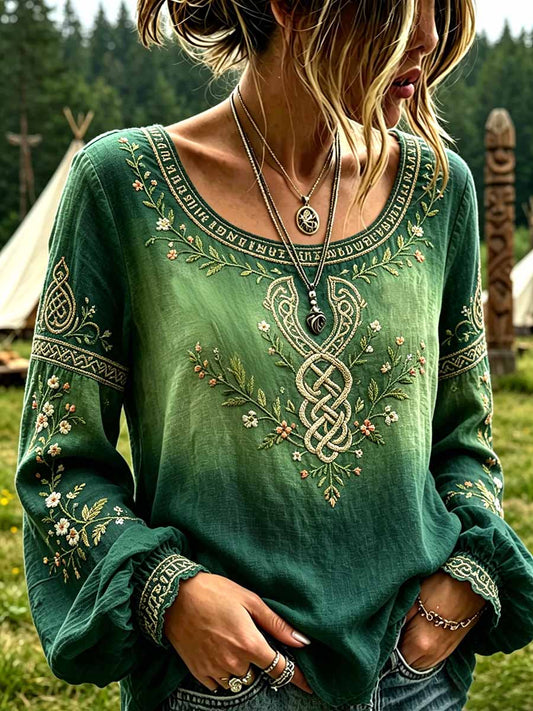 Women's Viking Art Pattern Print T-Shirt