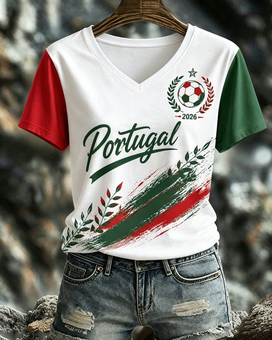 Women's Portuguese Football Match Cheering Art Print T-Shirt