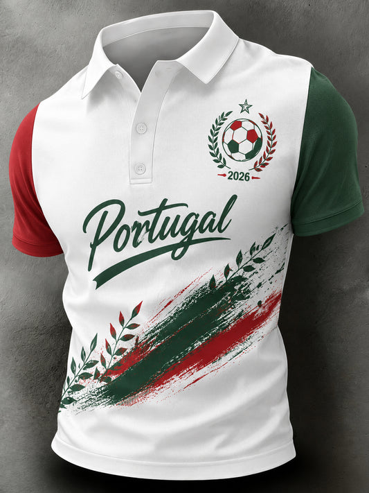Men's Portugal Football Match Cheering Art Print Polo