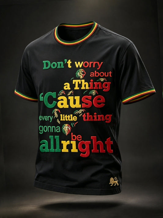 Men's Vintage Reggae-Themed Artistic Casual T-Shirt