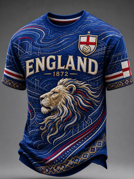 Retro England Football Fan Art Print Casual Jersey