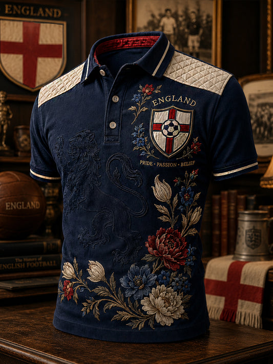 Retro England Football Fan Art Print Casual Jersey