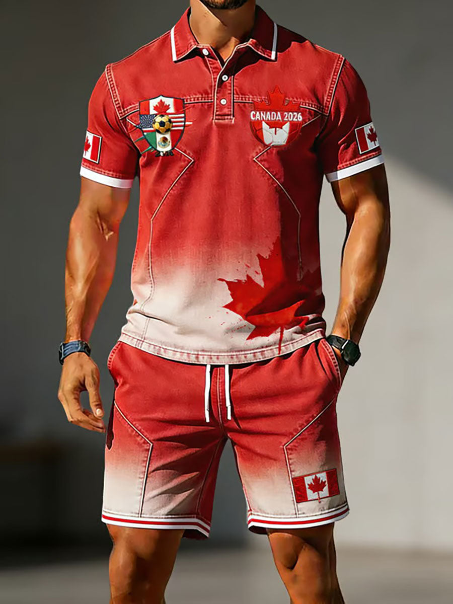 Men's Canada Soccer Print Casual Suit